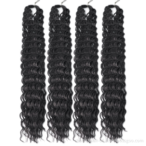 Wholesale Natural Ombre Curly Water Wave Crochet Braids Hair Pre Stretched 30 Inches New Deep Wave Synthetic Hair Extensions